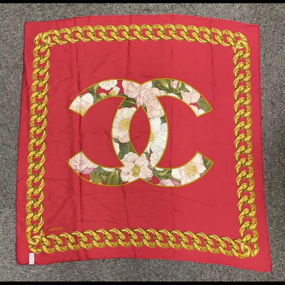 AUTH Chanel CC Floral Scarf Silk - Picture 4 of 5